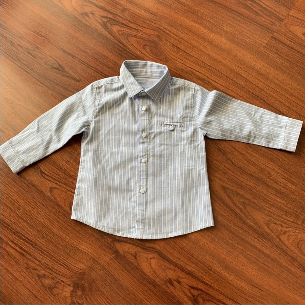 Mayoral Boys Striped Shirt Blue Yellow 100% Cotton age 12 months
